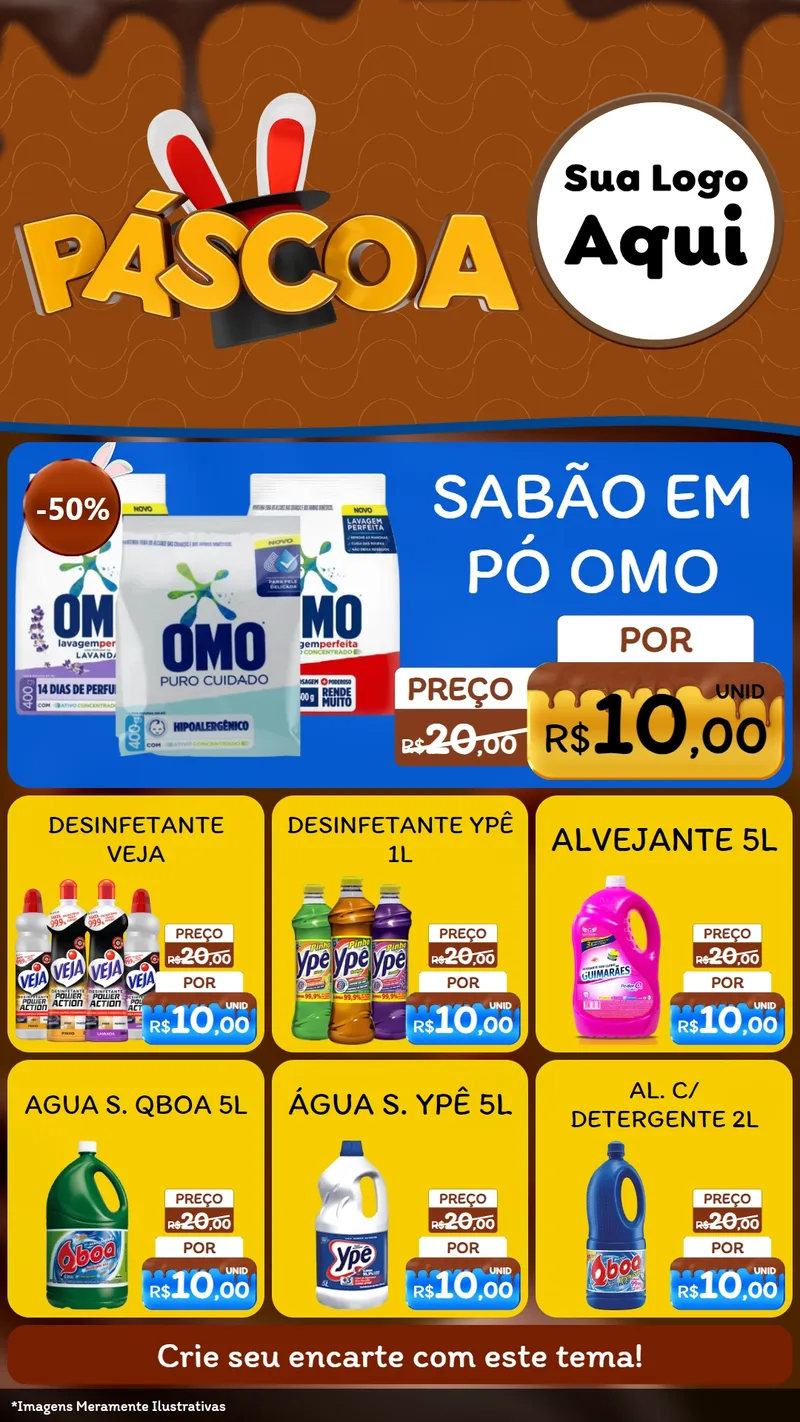 Modelo de Rede Social para Stories com o tema Páscoa para Produtos de Limpeza