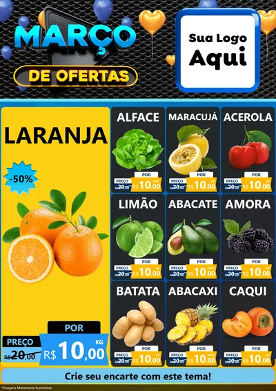 Modelo de Encarte para Encarte A4 Vertical com o tema Março de Ofertas para Hortifrúti