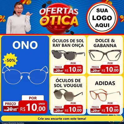 Modelo de Rede Social para Feed Facebook com o tema Ofertas da Ótica para Óticas
