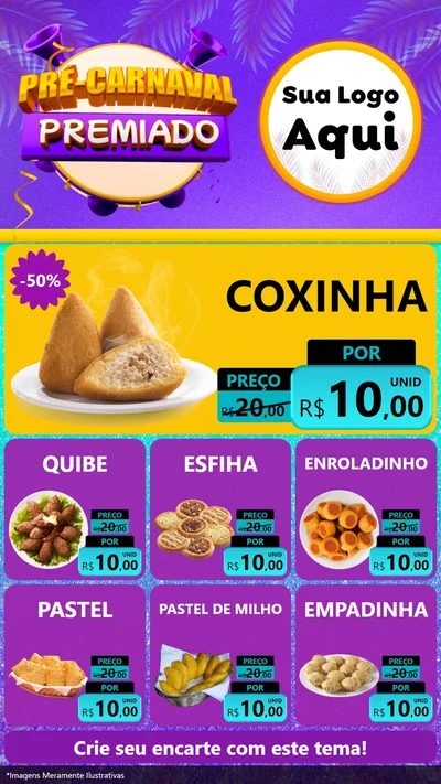 Modelo de Rede Social para Stories com o tema Pré-Carnaval Premiado para Salgadaria