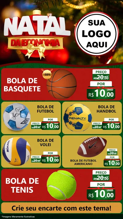 Modelo de TV para TV Vertical com o tema Natal da Economia para Artigos Esportivos