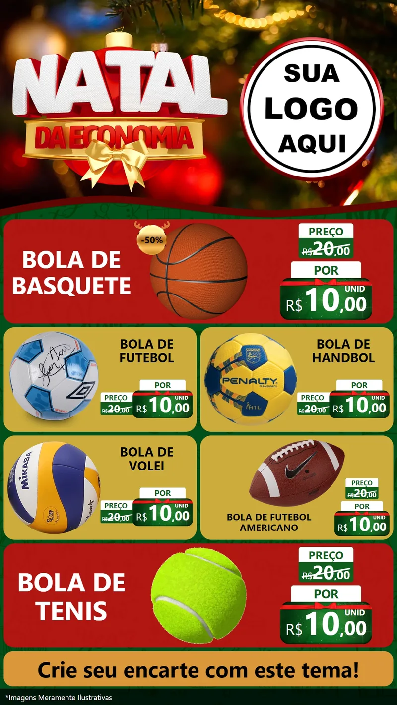 Modelo de TV para TV Vertical com o tema Natal da Economia para Artigos Esportivos