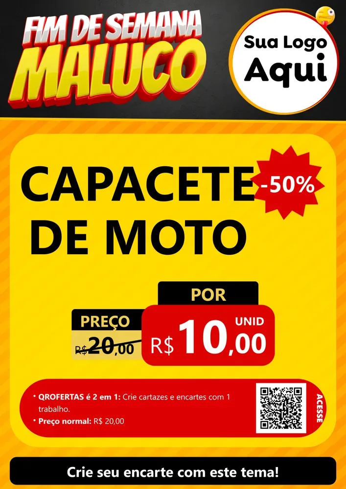 Modelo de Cartaz para Cartaz A4 Vertical com o tema Final de Semana Maluco para Moto peças
