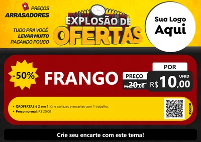 Modelo de Cartaz para Cartaz A4 Horizontal com o tema Explosão de Ofertas para Assados