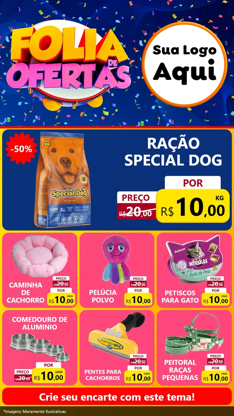Modelo de Rede Social para Stories com o tema Folia de Ofertas para Pet Shop