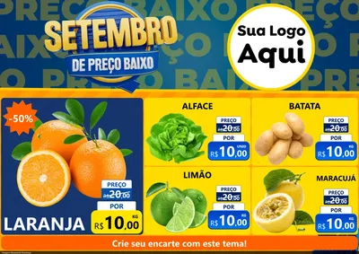 Modelo de Encarte para Encarte A4 Horizontal com o tema Setembro De Preço Baixo para Hortifrúti