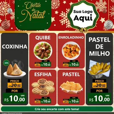 Modelo de Rede Social para Feed Facebook com o tema Natal de Ofertas para Salgadaria