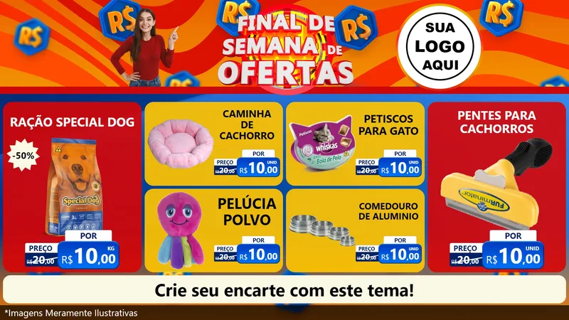 Modelo de TV para TV Horizontal com o tema Final de Semana de Ofertas para Pet Shop