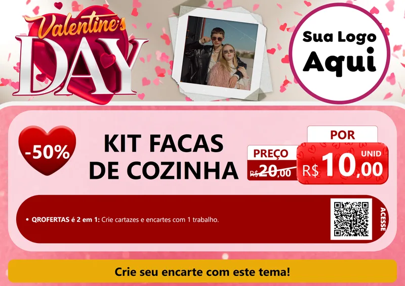 Modelo de Cartaz para Cartaz A4 Horizontal com o tema Valentine's Day para Utilidades Domésticas