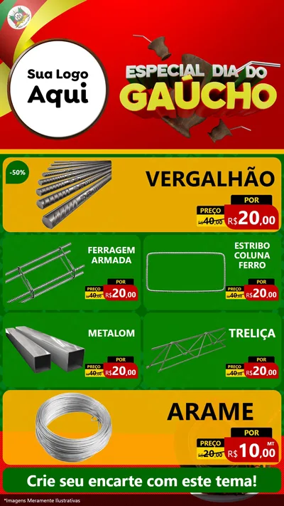 Modelo de TV para TV Vertical com o tema Especial Dia do Gaúcho para Ferragens