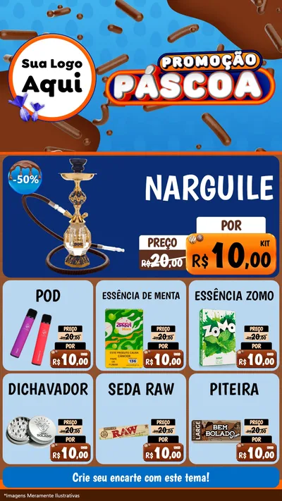Modelo de Rede Social para Stories com o tema Promoção Páscoa para Tabacaria