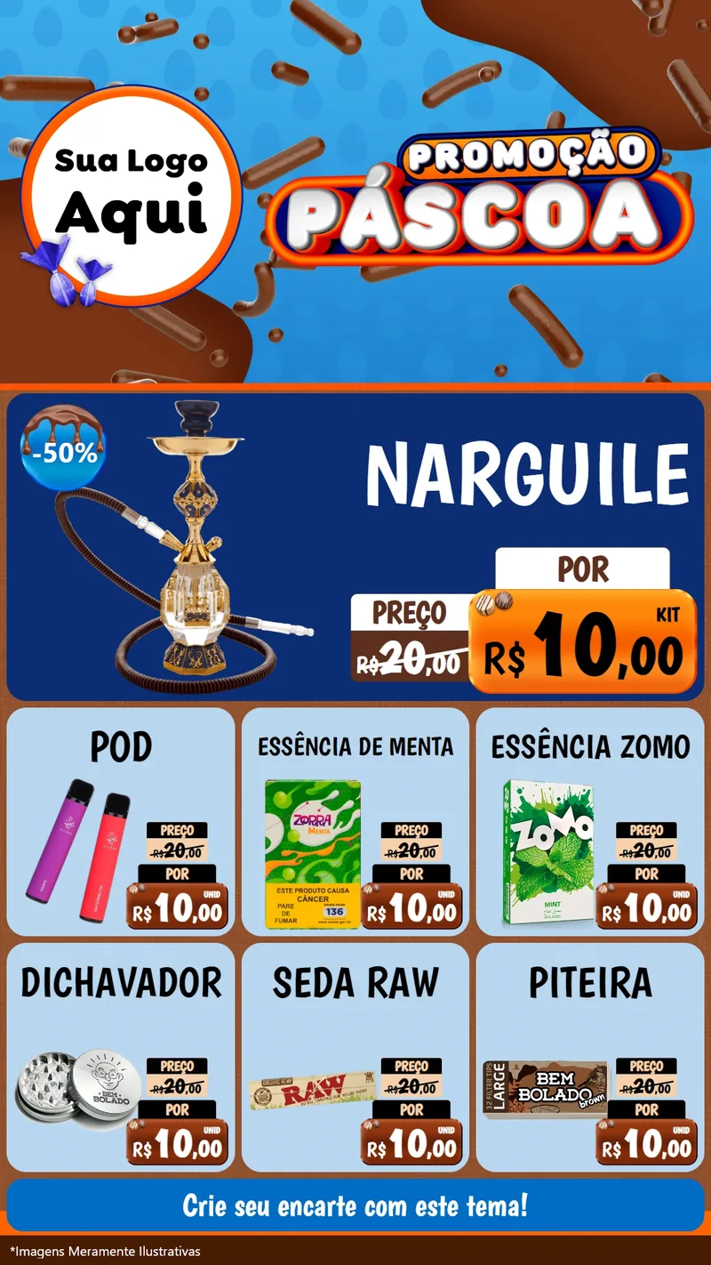 Modelo de Rede Social para Stories com o tema Promoção Páscoa para Tabacaria