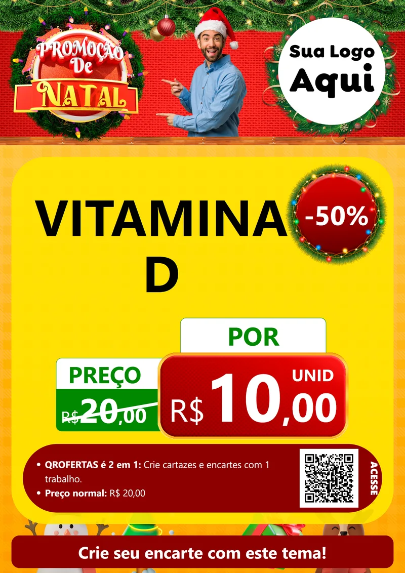 Modelo de Cartaz para Cartaz A4 Vertical com o tema Promoção de Natal para Farmácia