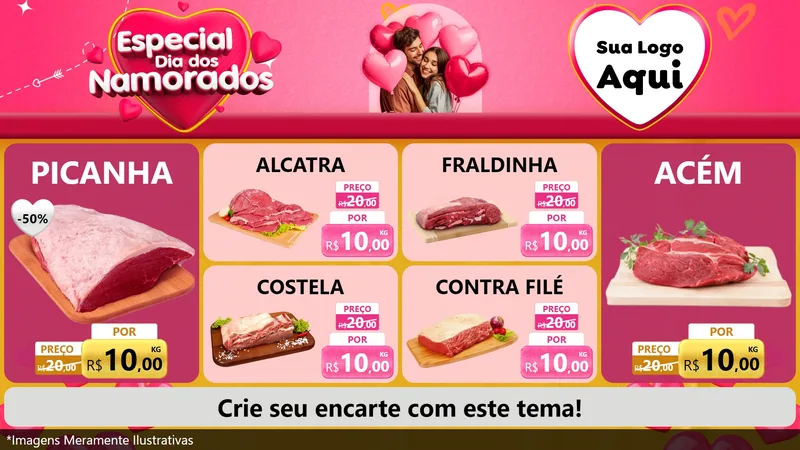 Modelo de TV para TV Horizontal com o tema Especial Dia dos Namorados para Açougue