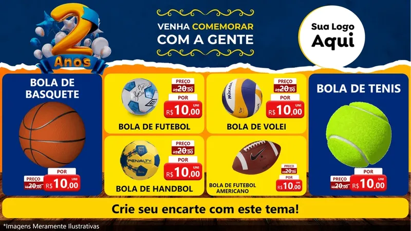 Modelo de TV para TV Horizontal com o tema Aniversário de 2 anos para Artigos Esportivos