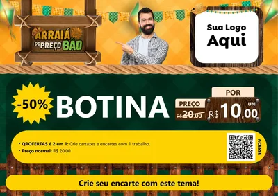 Modelo de Cartaz para Cartaz A4 Horizontal com o tema Arraiá do preço bão para Agropecuária