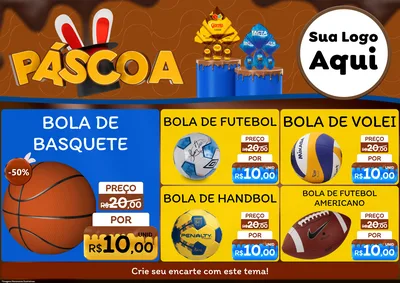 Modelo de Encarte para Encarte A4 Horizontal com o tema Páscoa para Artigos Esportivos