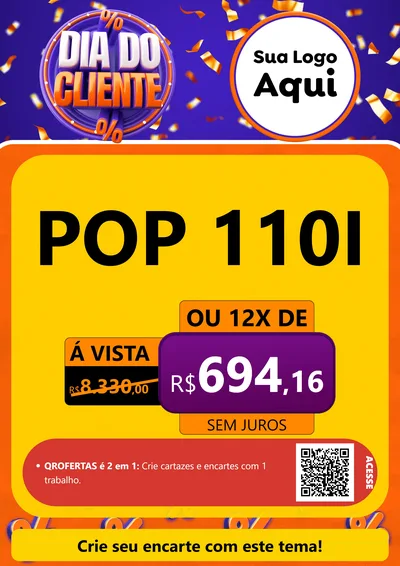 Modelo de Cartaz para Cartaz A4 Vertical com o tema Dia do Cliente para Concessionaria de Motos