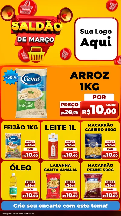 Modelo de Rede Social para Stories com o tema Saldão de Março para Supermercado