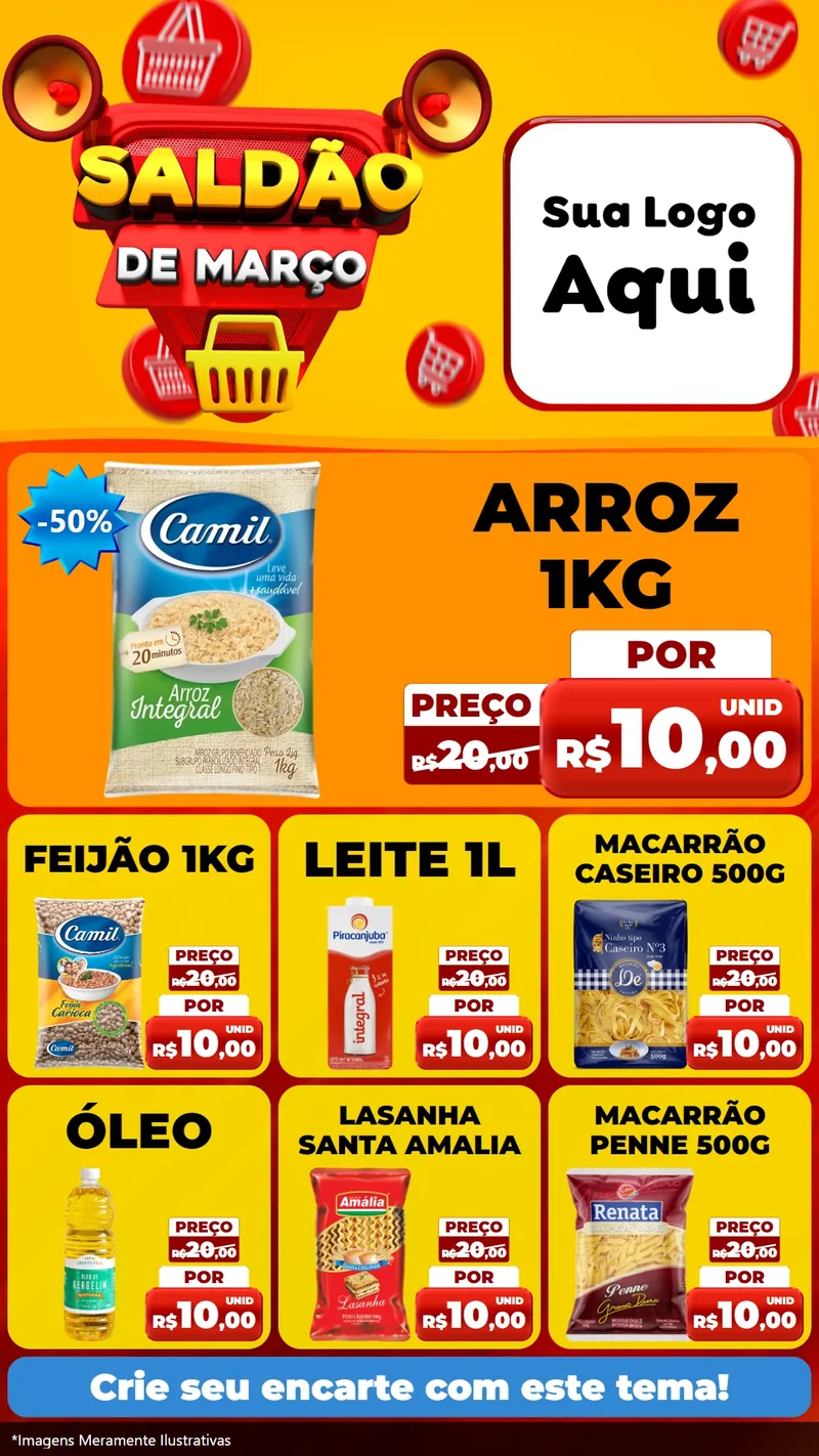 Modelo de Rede Social para Stories com o tema Saldão de Março para Supermercado