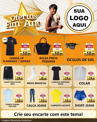 Modelo de Rede Social para Feed Instagram com o tema Ofertas Fim de Ano para Roupas e acessórios