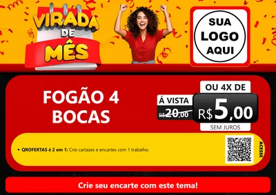 Modelo de Cartaz para Cartaz A4 Horizontal com o tema Virada de Mês para Móveis e Eletro