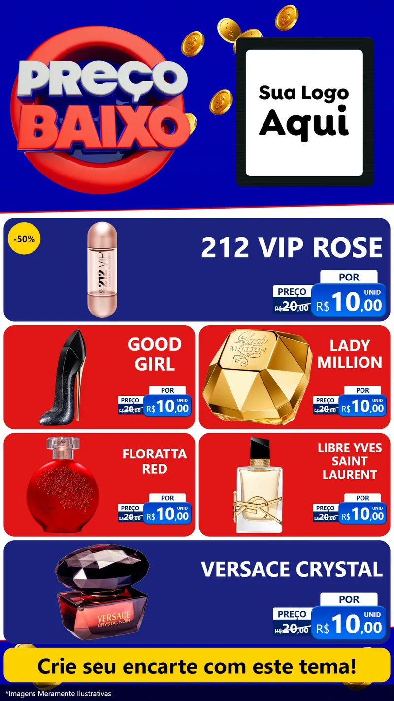 Modelo de TV para TV Vertical com o tema Preço Baixo para Perfumes