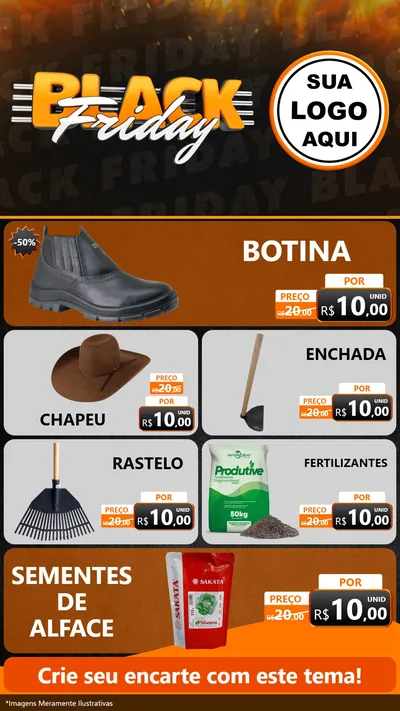 Modelo de TV para TV Vertical com o tema Black Friday para Agropecuária