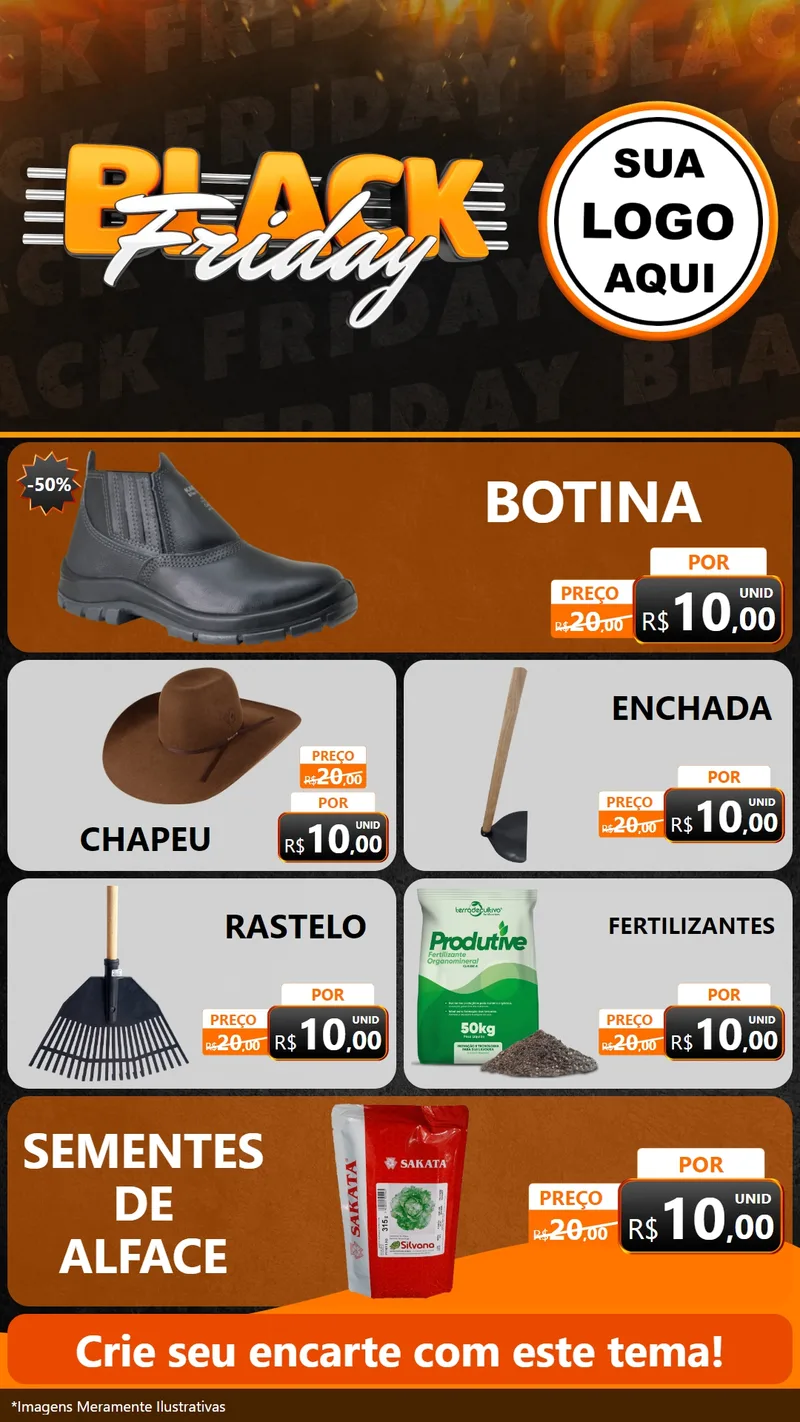 Modelo de TV para TV Vertical com o tema Black Friday para Agropecuária