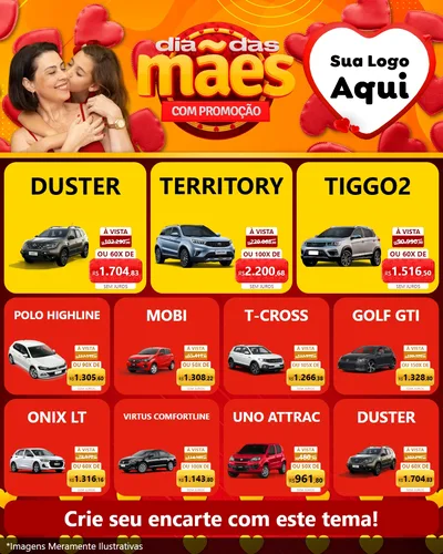 Modelo de Rede Social para Feed Instagram com o tema Dia das Mães com Promoção para Concessionaria de Carros