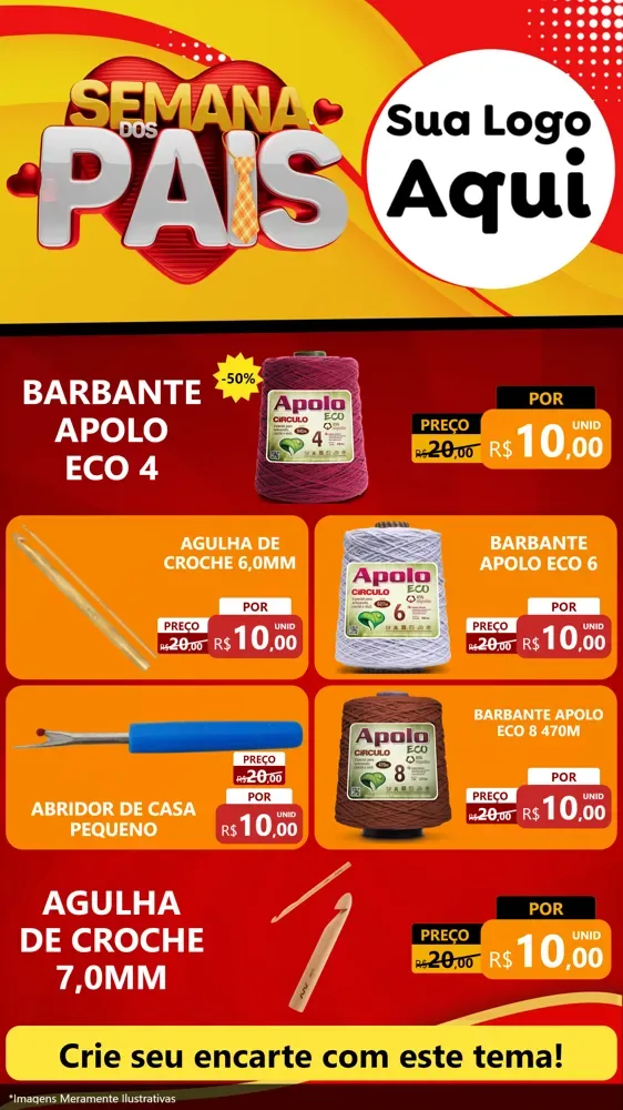 Modelo de TV para TV Vertical com o tema Semana Dos Pais para Armarinho e Aviamentos