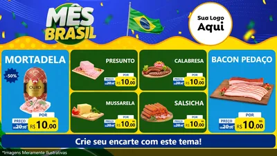 Modelo de TV para TV Horizontal com o tema Mês do Brasil para Frios e Laticínios