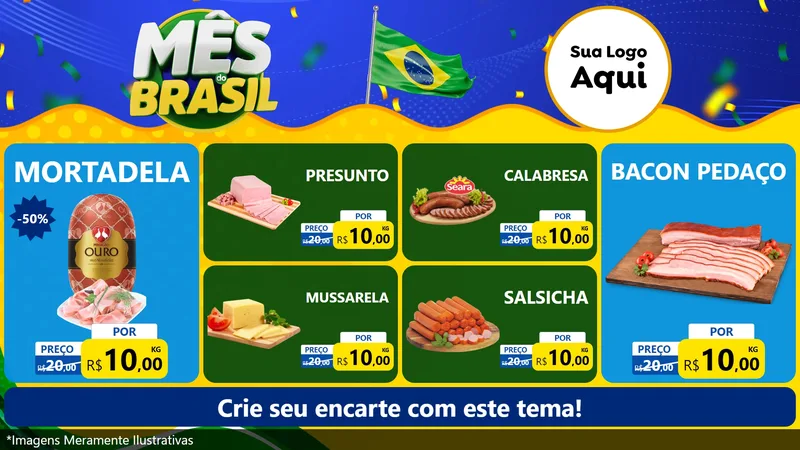 Modelo de TV para TV Horizontal com o tema Mês do Brasil para Frios e Laticínios