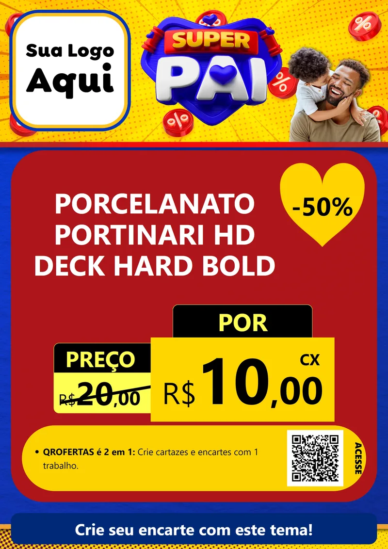 Modelo de Cartaz para Cartaz A4 Vertical com o tema Super Pai para Pisos e revestimentos