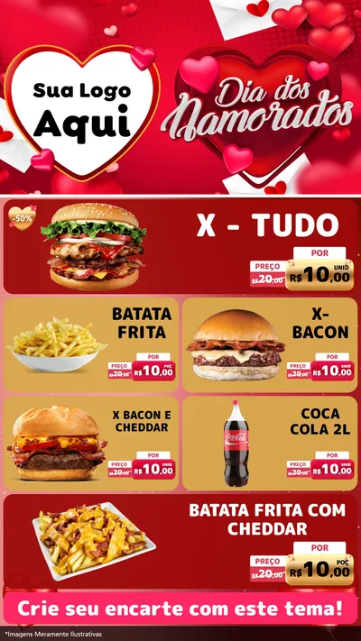 Modelo de TV para TV Vertical com o tema Dia Dos Namorados para Hamburgueria