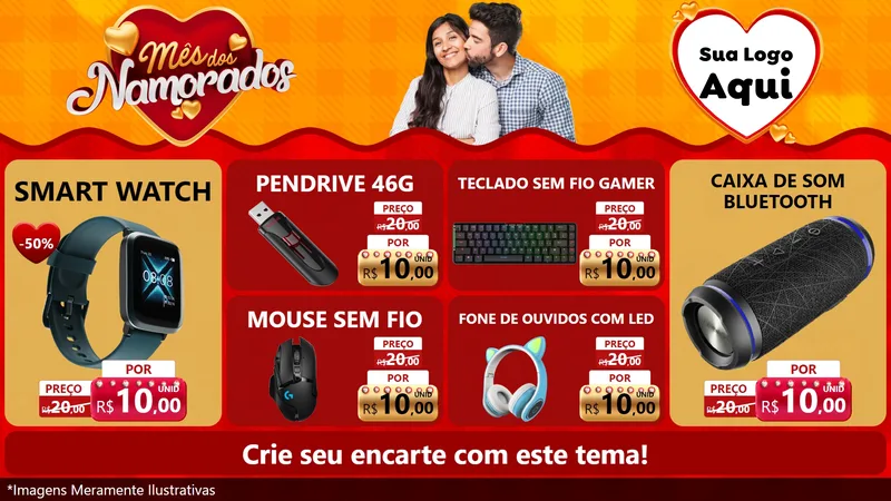 Modelo de TV para TV Horizontal com o tema Mês dos Namorados para Informática