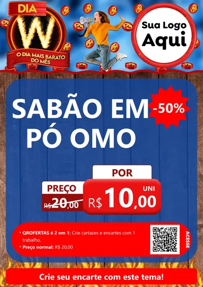 Modelo de Cartaz para Cartaz A4 Vertical com o tema Dia W - O Dia Mais Barato Do Mês para Produtos de Limpeza