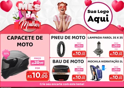 Modelo de Encarte para Encarte A4 Horizontal com o tema Mês da Mulher para Moto peças