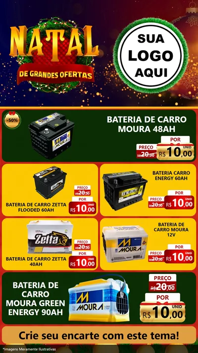 Modelo de TV para TV Vertical com o tema Natal de Grandes Ofertas para Baterias Elétricas