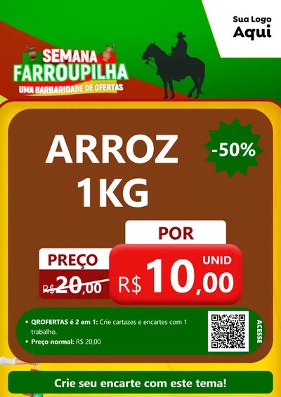 Modelo de Cartaz para Cartaz A4 Vertical com o tema Semana Farroupilha - Uma Barbaridade de Ofertas para Supermercado