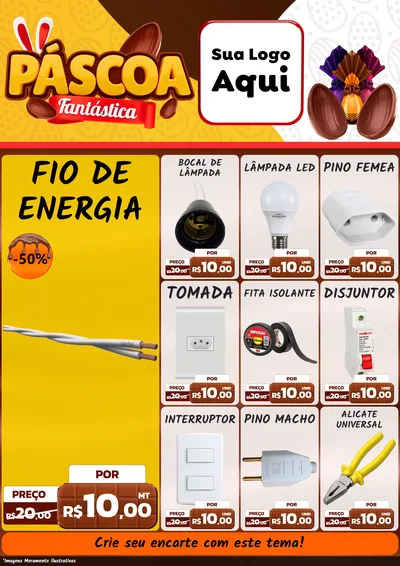 Modelo de Encarte para Encarte A4 Vertical com o tema Páscoa Fantástica para Materiais Elétricos