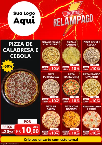 Modelo de Encarte para Encarte A4 Vertical com o tema Ofertas Relâmpago para Pizzaria