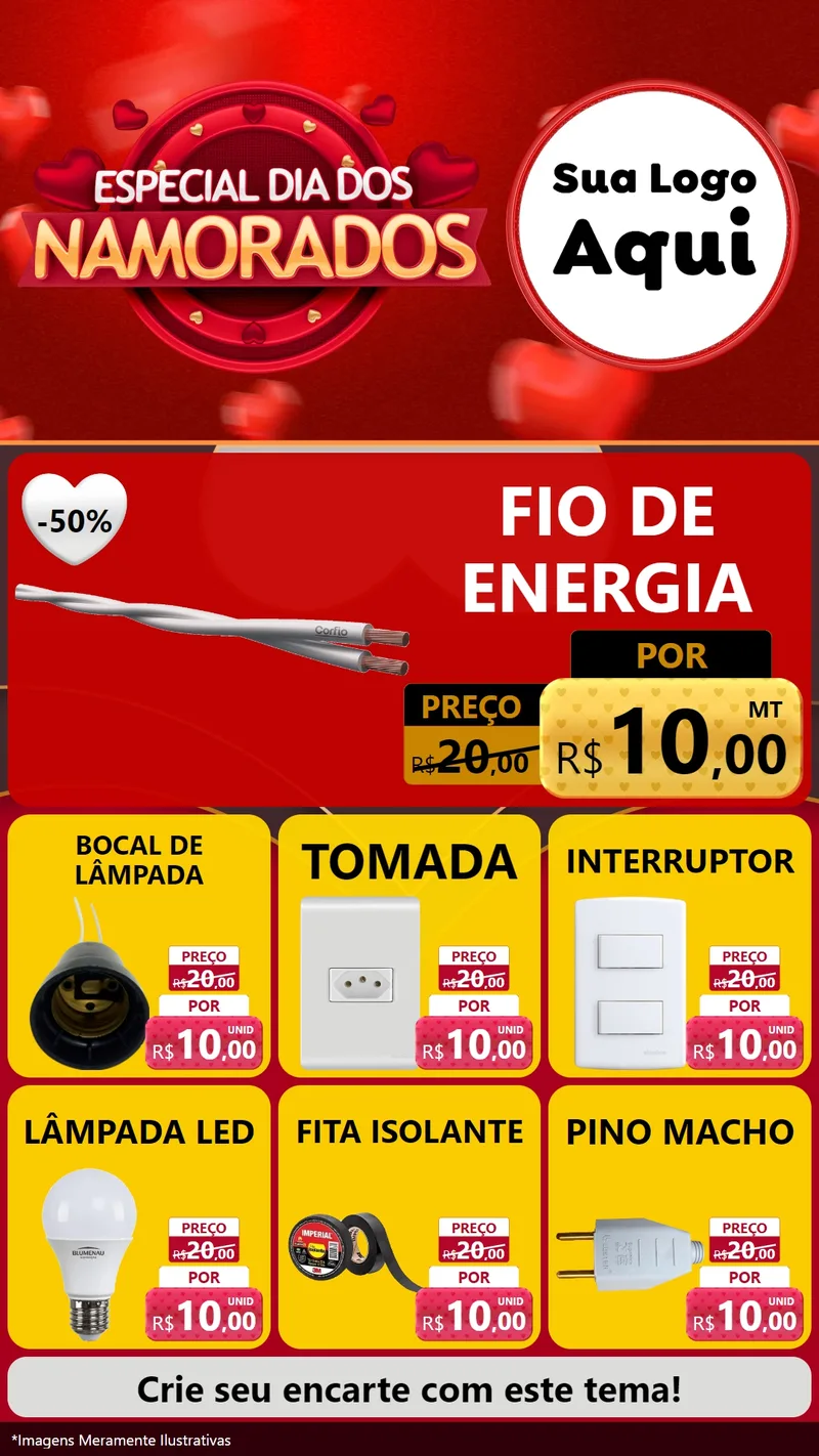 Modelo de Rede Social para Stories com o tema Especial Dia Dos Namorados para Materiais Elétricos