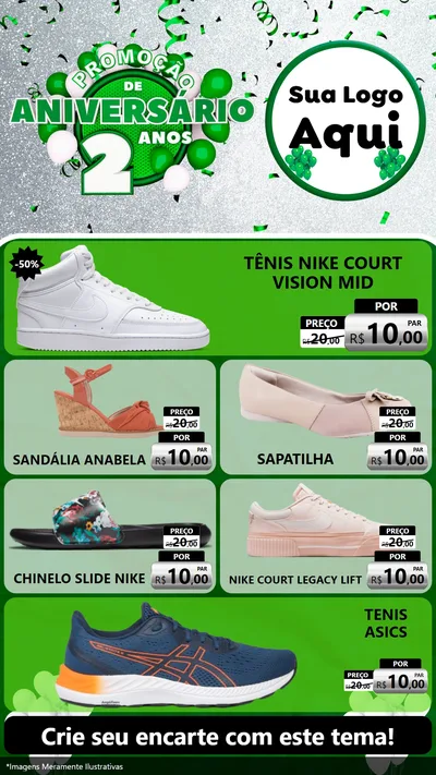 Modelo de TV para TV Vertical com o tema Promoção de Aniversário - 2 Anos para Calçados