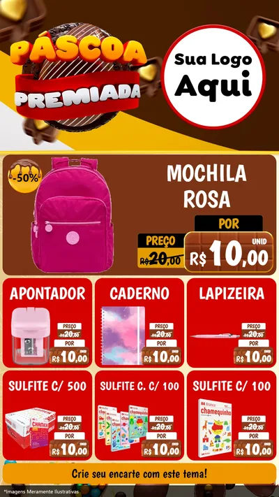 Modelo de Rede Social para Stories com o tema Páscoa Premiada para Papelaria