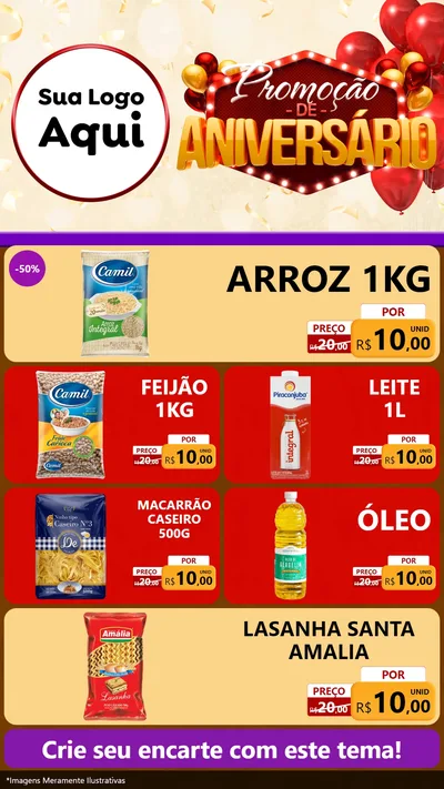 Modelo de TV para TV Vertical com o tema Promoção de Aniversário para Supermercado