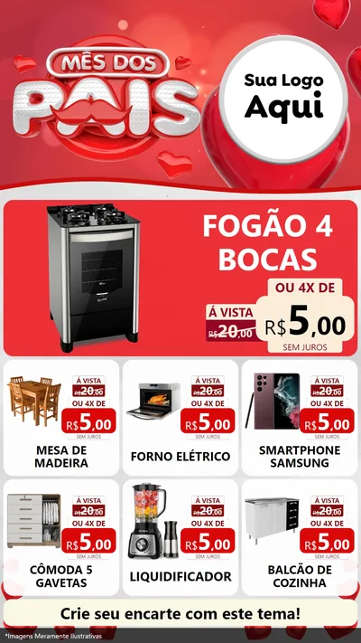 Modelo de Rede Social para Stories com o tema Mês dos Pais para Móveis e Eletro