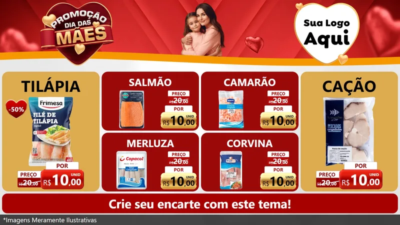 Modelo de TV para TV Horizontal com o tema Promoção Dia das Mães para Peixaria