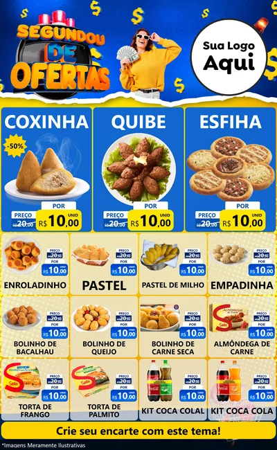 Modelo de Encarte para Encarte Grande com o tema Segundou de Ofertas para Salgadaria