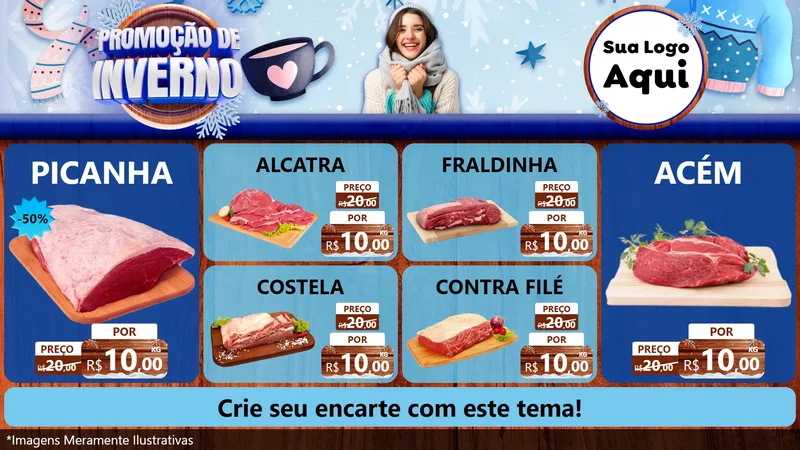 Modelo de TV para TV Horizontal com o tema Promoção de Inverno para Açougue